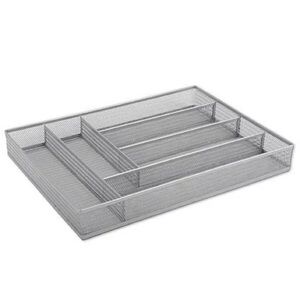 6 compartments mesh silver cutlery tray